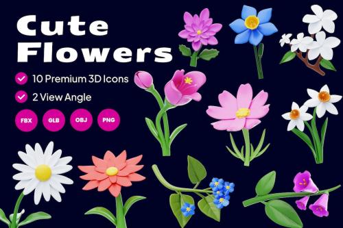 Cute Flowers 3D Icon