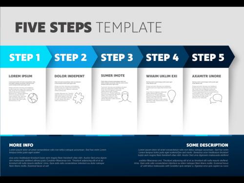Five Step Infographic Layout with Blue Accents - 353724531
