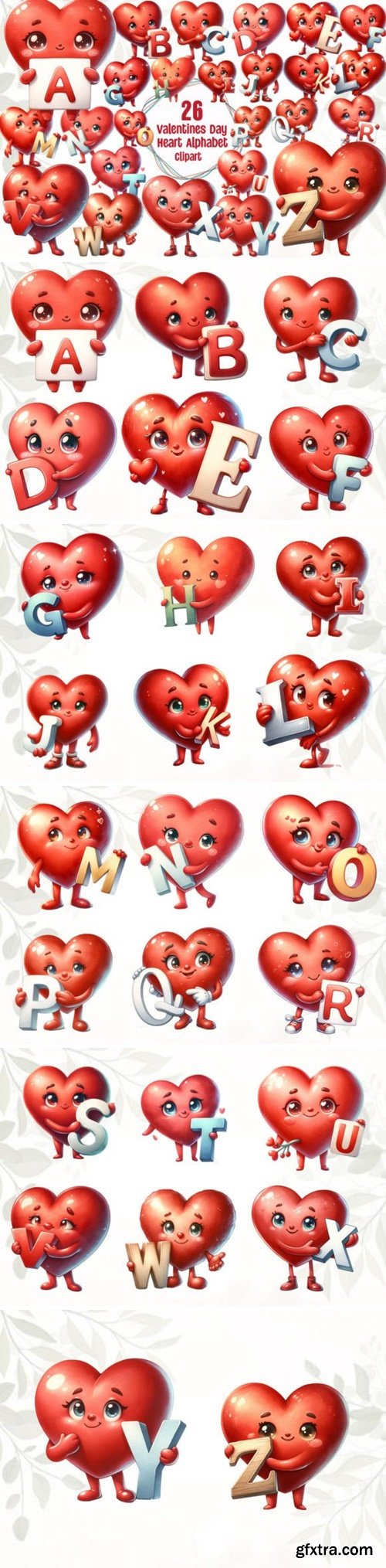 Valentine\'s Day Heart Alphabet Clipart 88212928