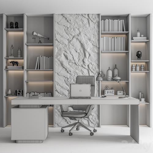 Boss Desk and Library Gray Set - Office Furniture 284