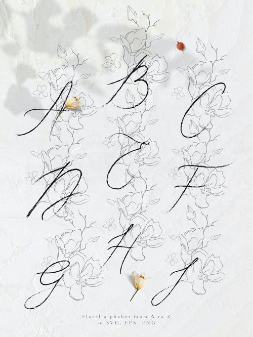Handwritten Florawered Letters Monograms Elements