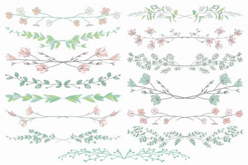 Colorful Hand Drawn Vector Floral Dividers.