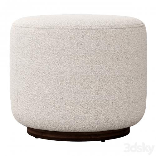 Sinclair Round Boucle Ottoman Whistler Oyster Suede by Four Hands