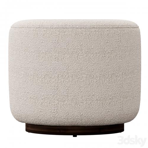 Sinclair Round Boucle Ottoman Whistler Oyster Suede by Four Hands