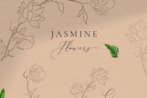 Jasmine Flowers Line Art Ornate Elements