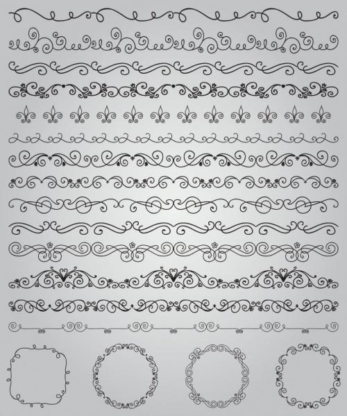 Hand Sketched Vintage Decorative Design Elements.