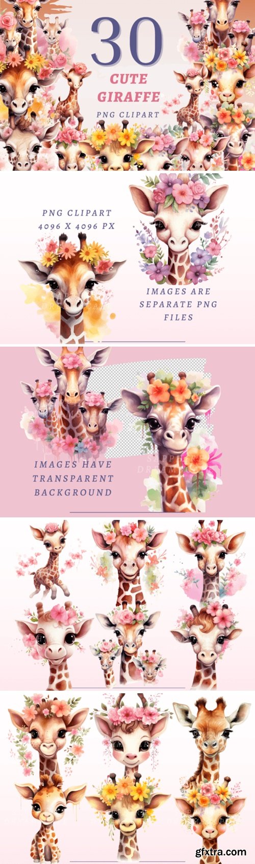 Cute Giraffe PNG Bundle 88246993