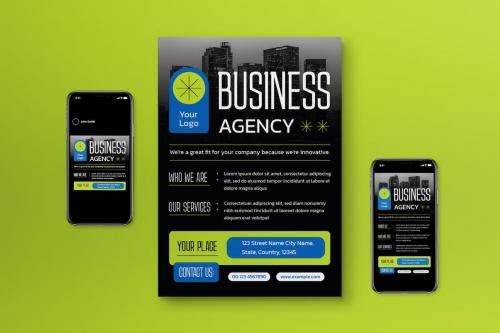 Black Modern Business Agency Flyer Set