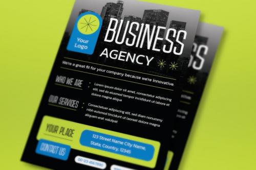 Black Modern Business Agency Flyer Set