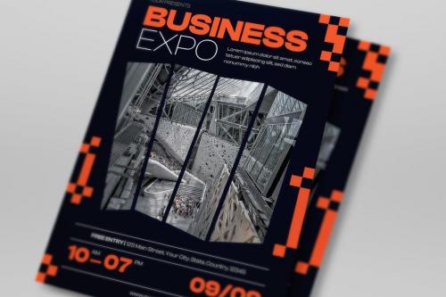 Black Flat Design Business Expo Flyer Set