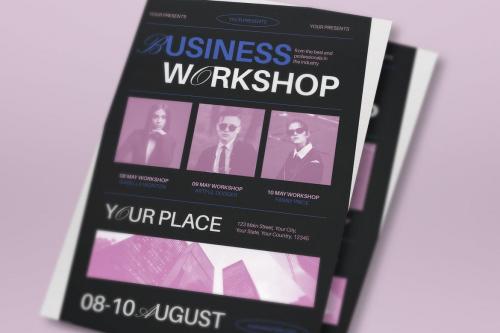 Black Flat Design Business Workshop Flyer Set