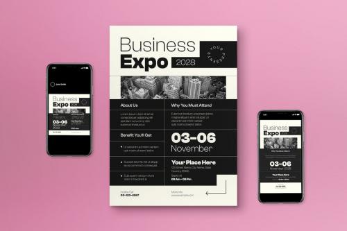 White Swiss Mono Business Expo Flyer Set