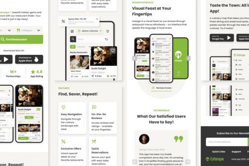 Eatscape - Mobile App Website Landing Page