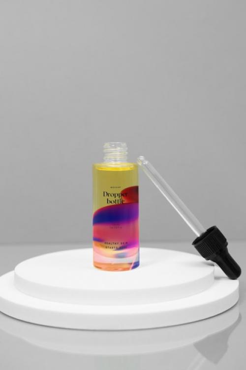 Glass Bottle With Liquid Inside Mockup