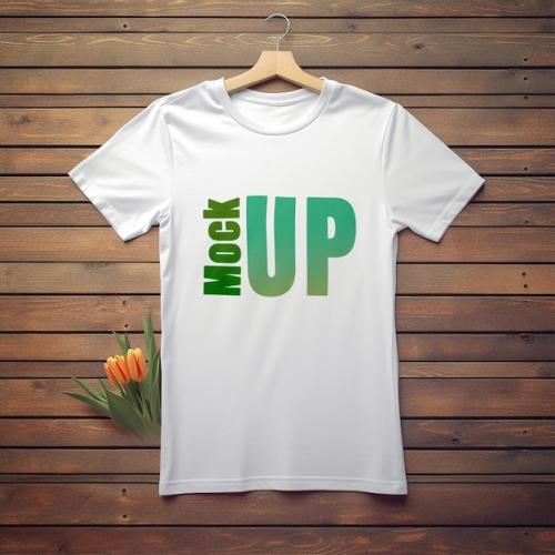 Luxury White Tshirt Mockup Psd Template With Flowers