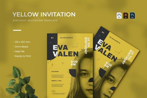 Yellow - Birthday Invitation