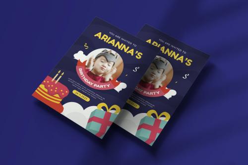 Purple Kids Birthday Invitation