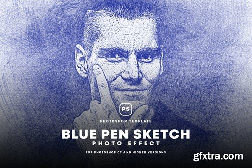 Blue Pen Sketch Effect BQQ6ECY