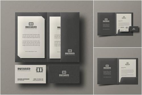 Minimal Dark Stationery Branding Mockup Set