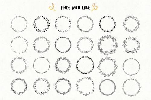 Handsketched Floral Frames 120 Unique Wreaths