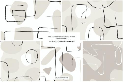 Abstract Line Art Seamless Patterns