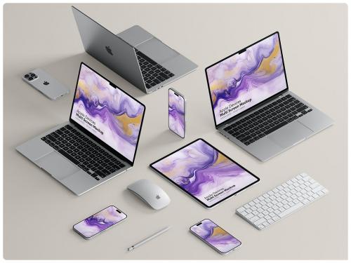 Apple Products Multi Screen Mockup