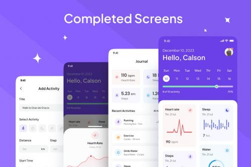 Healtask - Health Tracker Mobile App UI Kit