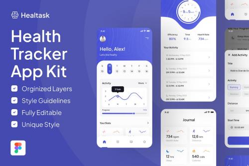 Healtask - Health Tracker Mobile App UI Kit