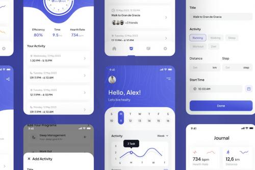 Healtask - Health Tracker Mobile App UI Kit