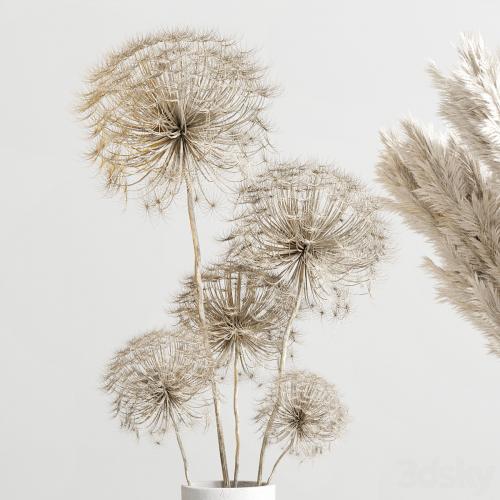 bouquet 13 concrete vse plant pampas and dry hogweed dry leaves