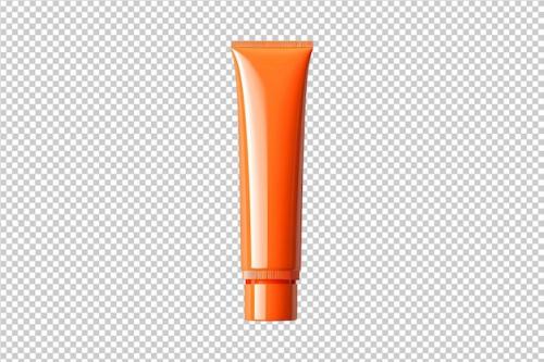 Orange Acrylic Paint Tube 3d Mockup Png Isolated On A Transparent Background