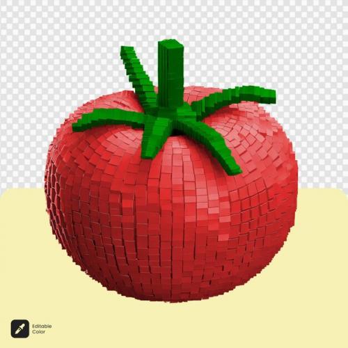 3d Tomato Voxel Art Isolated