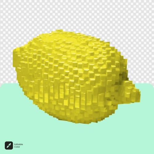 3d Lemon Voxel Art Isolated