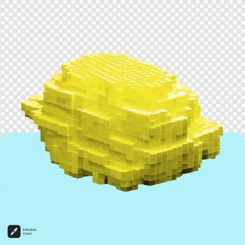 3d Lemon Voxel Art Isolated