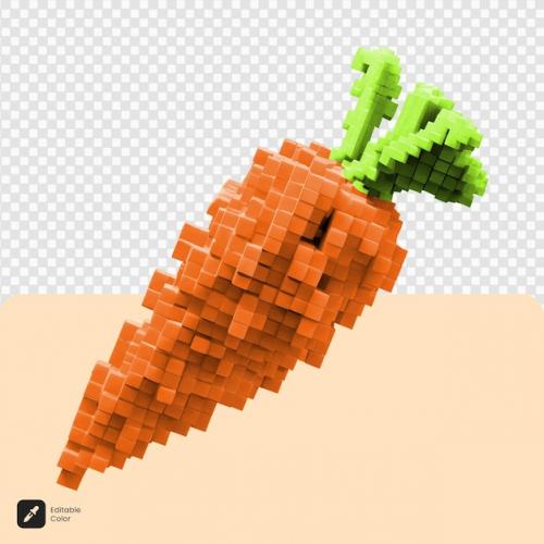 3d Carrot Voxel Art Isolated