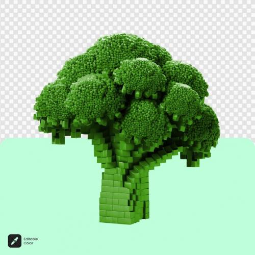 3d Broccoli Voxel Art Isolated