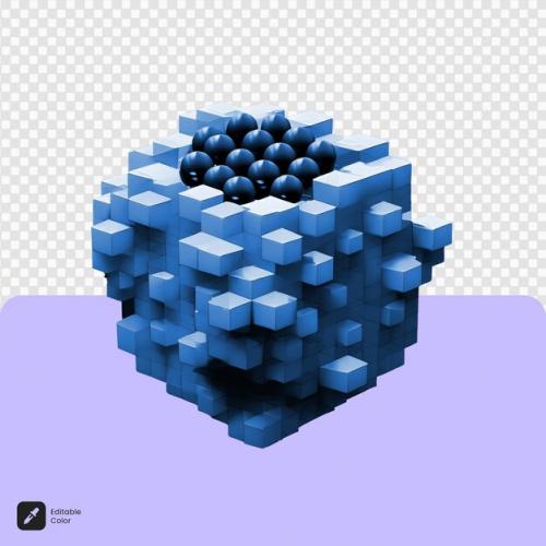 3d Blueberry Voxel Art Isolated