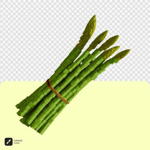 3d Asparagus Voxel Art Isolated