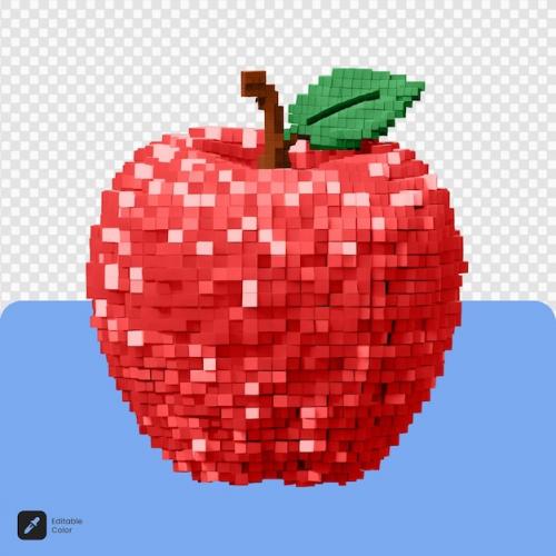 3d Apple Voxel Art Isolated