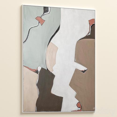 Large Mid-Century Abstract Neutral Wall Art C-871