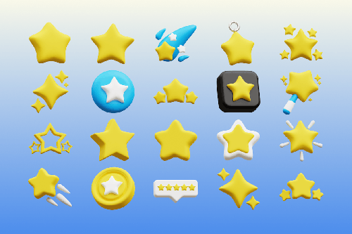 3D Stars Ornament Icon Pack