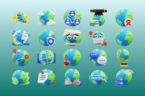 3D Globe Icon Pack