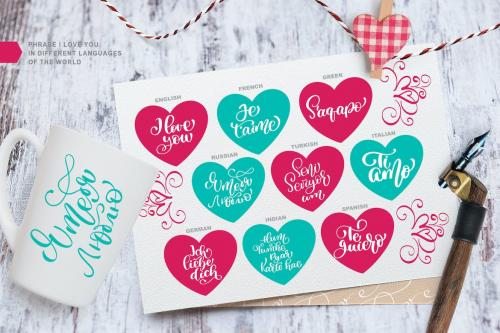 Valentines «I Love You» Vector Photo Overlay Colle