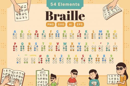 Cartoon Braille Element Illustration Collection