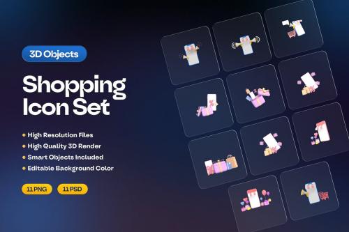 Online Shopping 3D Icon Set