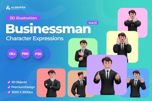 3D Character Businessman Expressions Vol.01