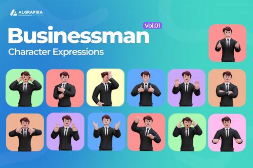 3D Character Businessman Expressions Vol.01