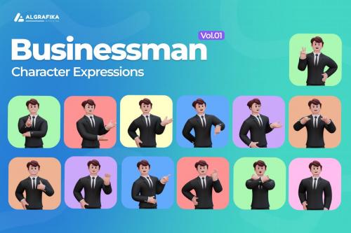 3D Character Businessman Expressions Vol.01