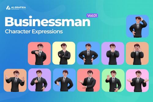 3D Character Businessman Expressions Vol.01