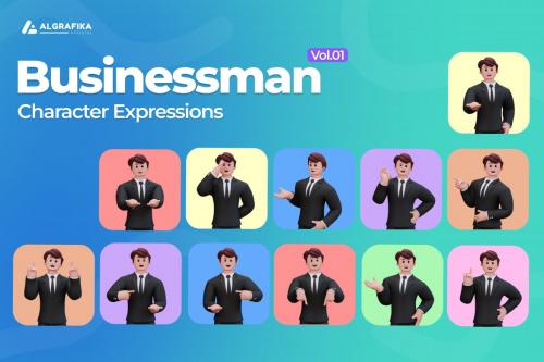 3D Character Businessman Expressions Vol.01